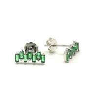 emerald-green-earring-studs-Kesley-Boutique-diamond-baguette-.925-sterling-silver-earrings-trending-jewelry-Miami