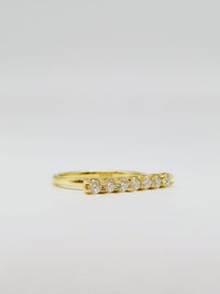 gold bar ring with fake diamonds that look real .14k gold plated sterling silver bar ring wont tarnish or turn green. Good quality dainty rings for gift ideas. Dainty rings gold Kesley Boutique 