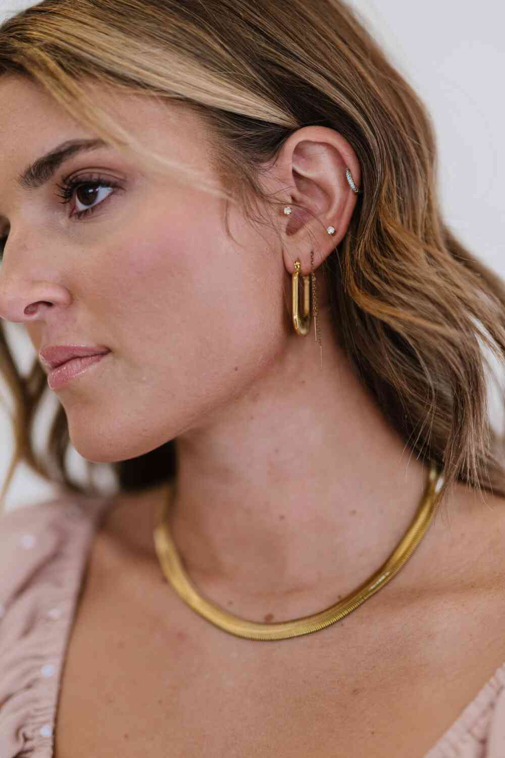 Rectangle Hoop Earrings Chunky 18K Gold Plated Statement Earrings