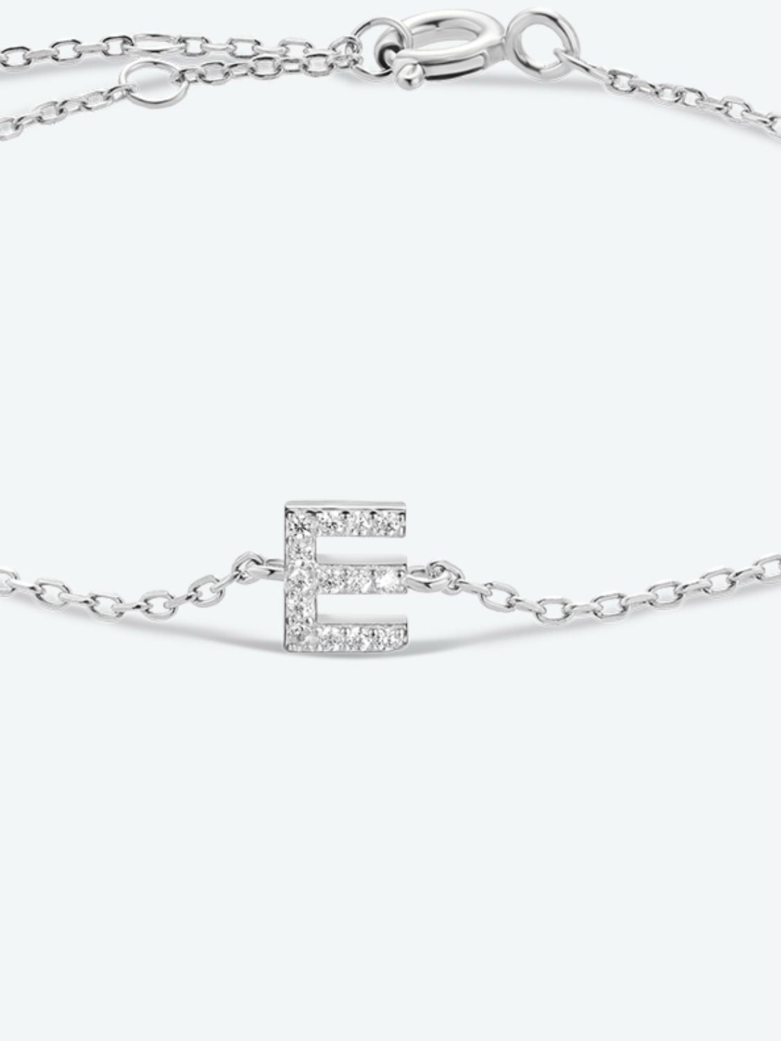 Letter Initial Bracelet, A To F Zircon 925 Sterling Silver Dainty Bracelet