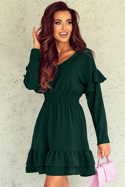 dress, dresses, long sleeve dresses, green dresses, green dress, ruffle dresses, ruffle sleeve dress, cute dresses, womens fashion, womens clothing, cute dresses, cute green dresses, winter dresses, dresses for the spring, tiktok fashion, nice dresses, birthday outfit ideas, date night dress ideas, nice womens clothing, cheap dresses, designer dresses, sexy long sleeve dresses