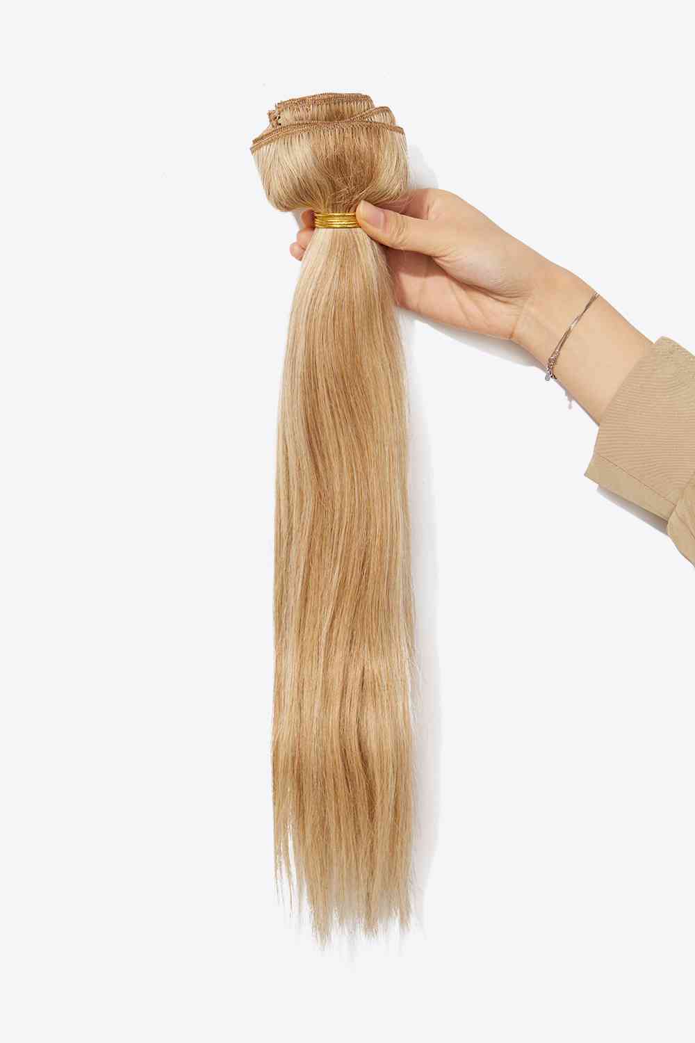 Hair Extensions Human Hair Straight Clip-in 18 Inches Long Hair Blonde