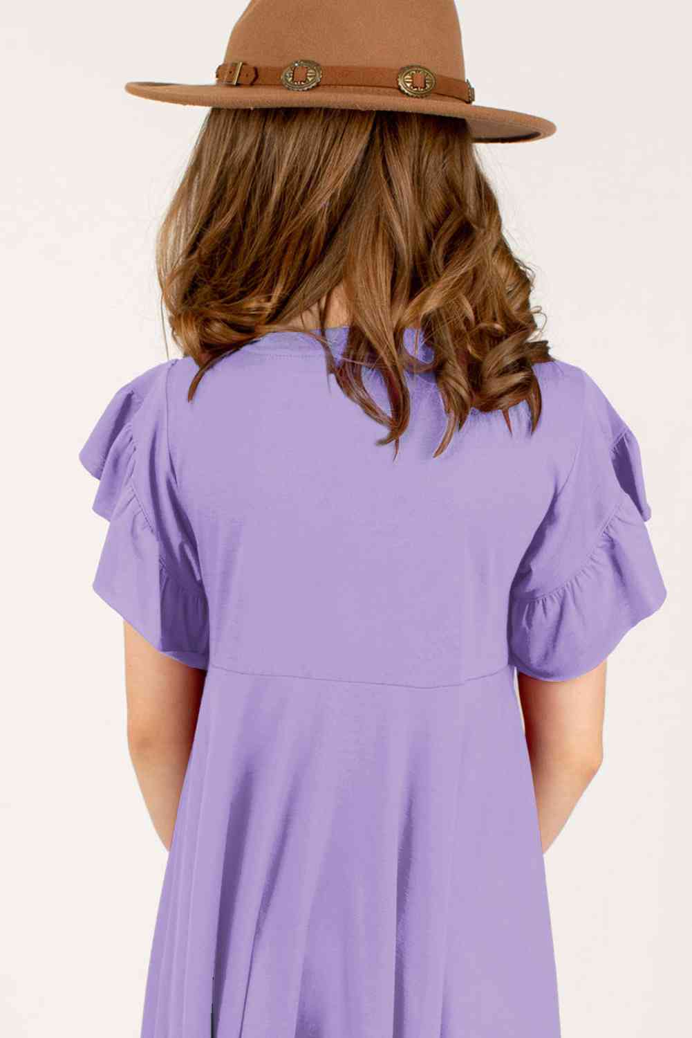 Round Neck Petal Sleeve Dress Kid's Fashion