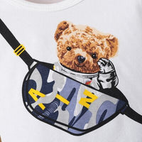 Bear Round Neck Top and Camouflage Pants Set Kids Boy Fashion Outfit and Gifts