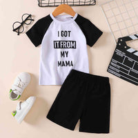 Kids I GOT IT FROM MY MAMA Graphic Tee and Shorts Set Baby Boy Fashion Clothing Cotton