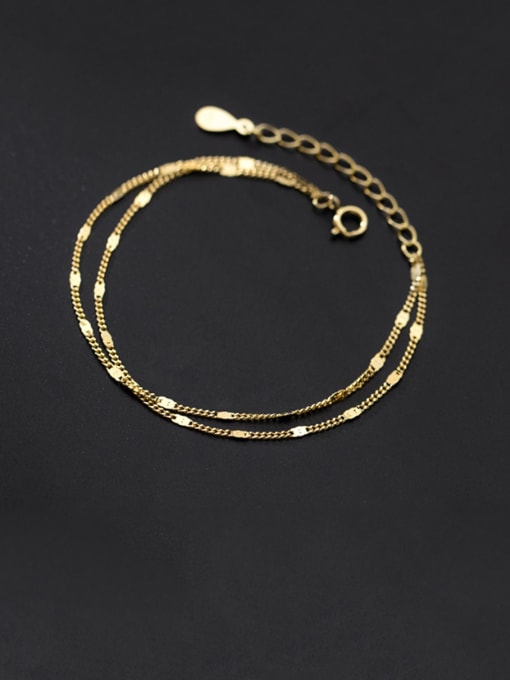 Layered Double Dainty Bracelet 925 Sterling Silver 18k Gold Plated Shimmer Metals Hypoallergenic Bracelet