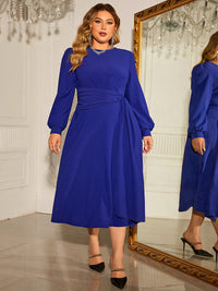 Long Sleeve Plus Size Dress, Round Neck