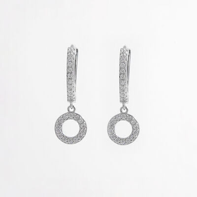 Circle Charm Hoop Earrings 925 Sterling Silver Zircon Hoop Dangle Earrings