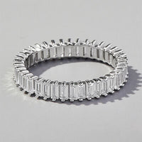 Eternity Ring Baguette  Zircon 925 Sterling Silver Fashion Luxury Statement Weddings Rings