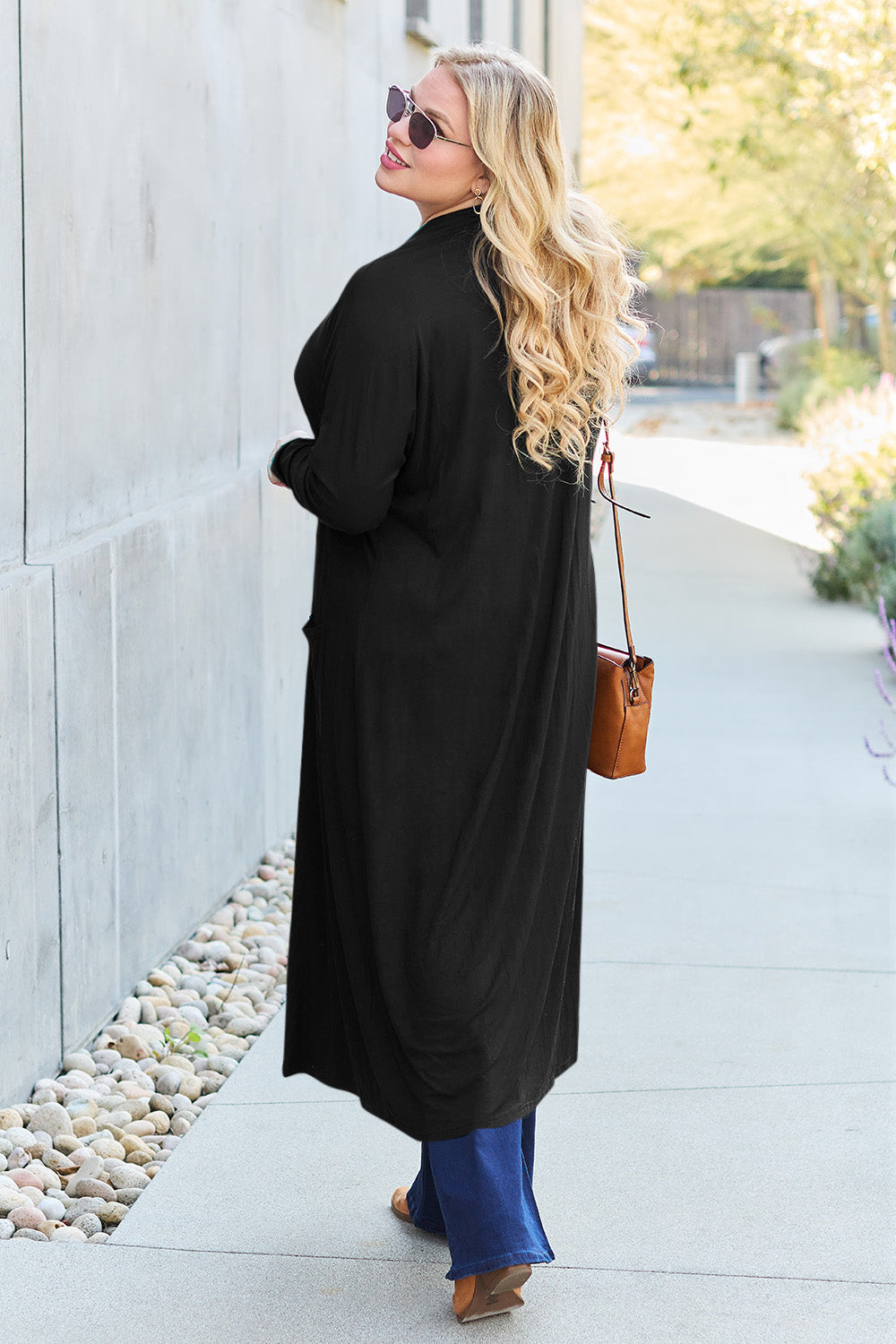 Open Front Sweater Long Sleeve Maxi Cardigan with Pockets Petite and Plus Size Fashion