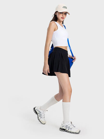 Tennis Skirt Pleated Detail Mid-Rise Waist Active Sport Skirt