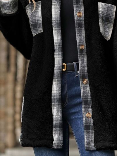 Plaid Contrast Dropped Shoulder Coat Light Fashion Jacket