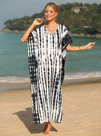 Swimsuit  Cover-Up  Dress Oversized Tunic Beach Dress Boho Fashion Tie-Dye V-Neck Half Sleeve Cover-Up