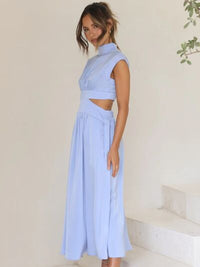 Cutout Mock Neck Sleeveless Sexy Midi Maxi Dress New Womens Fashion