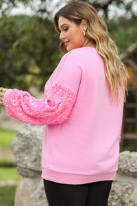 Plus Size Valentines Fashion Sweaters BE MINE Sequin Round Neck Sweatshirt