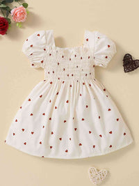 Baby Girl Heart Print Square Neck Dress Baby Clothing and Fashion Baby Gifts