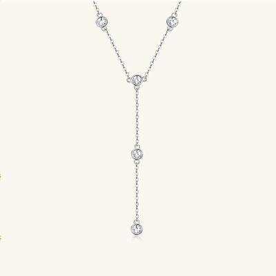 Lariat Necklace 18K Gold Plated 925 Sterling Silver 1.1 Carat Moissanite 925 Sterling Silver