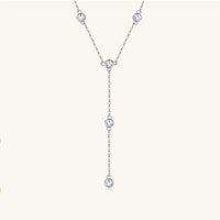 Lariat Necklace 18K Gold Plated 925 Sterling Silver 1.1 Carat Moissanite 925 Sterling Silver