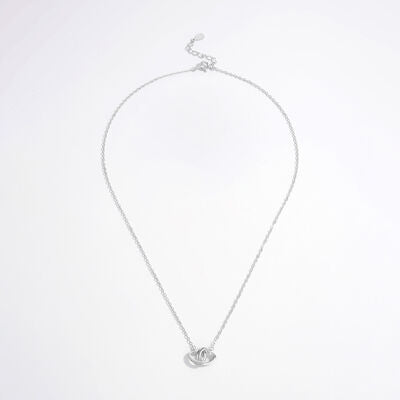 Interlock Heart Necklace 925 Sterling Silver Zirconia Double Heart Love Dainty Necklaces