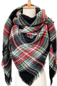 Plaid Imitation Oversized Faux Cashmere Scarf