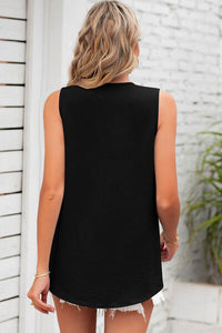 Womens Blouse Texture V-Neck Sleeveless Top