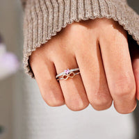 Infinity Heart Stacked Ring 925 Sterling Silver Zircon Double-Layered Ring