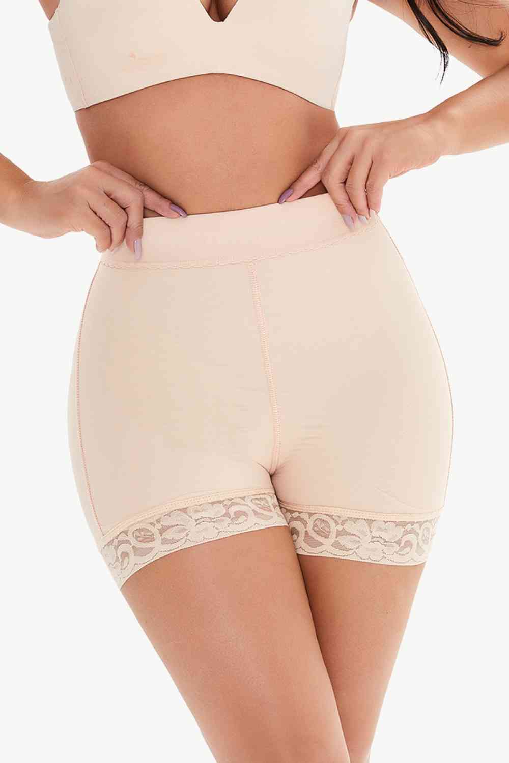 Lace Trim Body Shaping Shorts Full Size Petite and Plus Size Butt Lifting Shorts