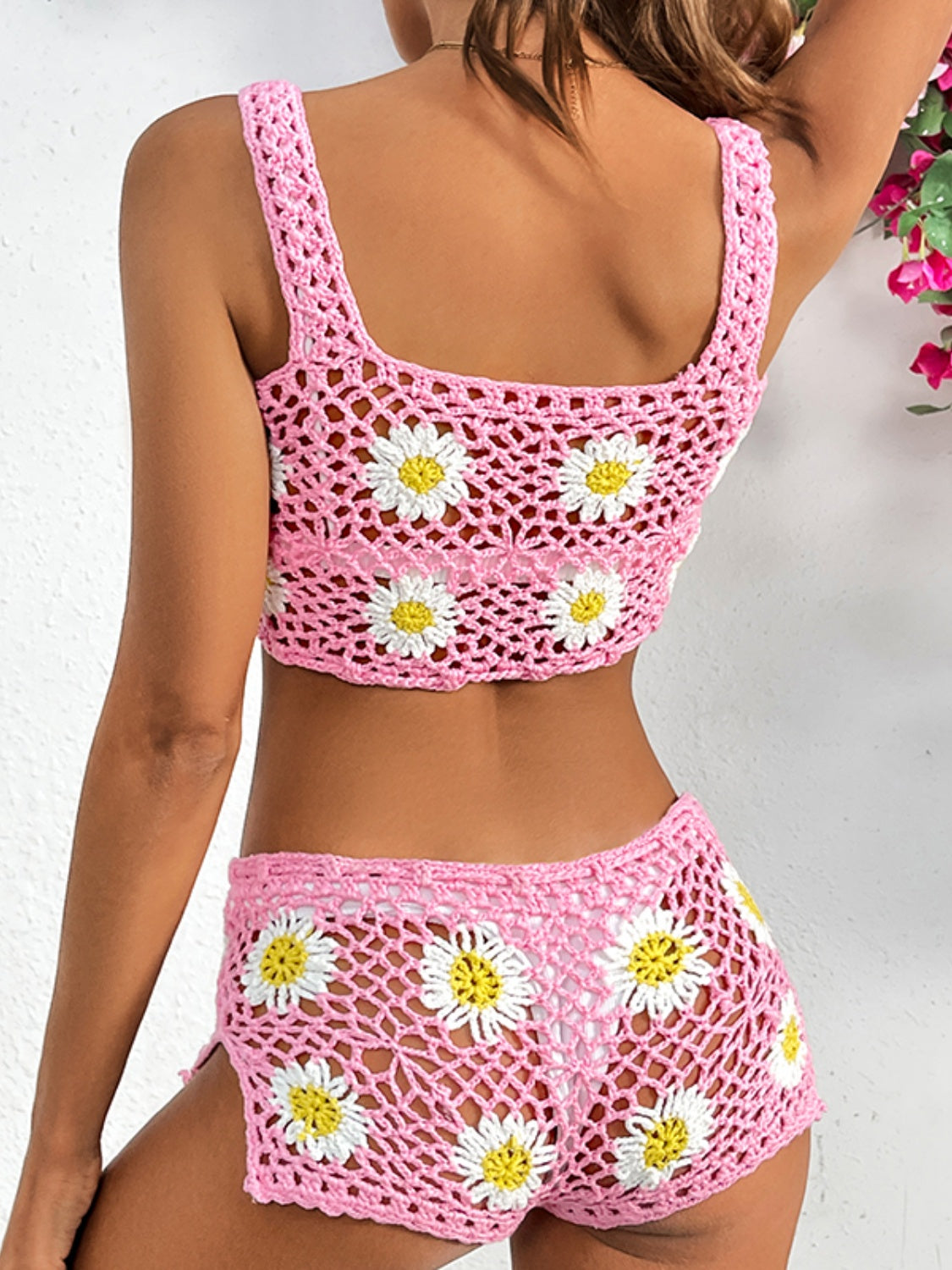 Two-Piece Swimsuit  Set Flower Cutout Wide Strap Two-Piece Bikini