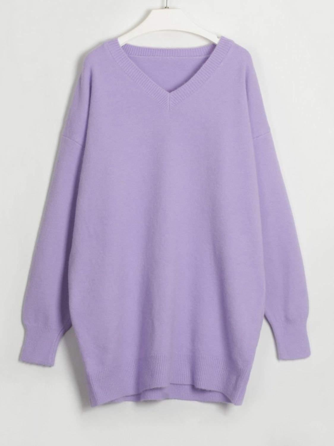 Womens Oversize Sweatshirt V-Neck Dropped Shoulder Sweater Dress