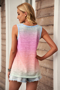 Women's Sleeveless T Shirt Gradient Pocket Tank Top