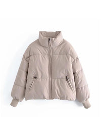 Women's Zip Up Puff Drawstring Winter Coat with Pockets Winter Fashion Outerwear