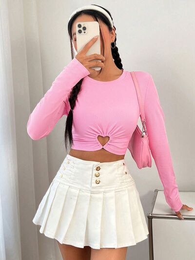 shirts, cute shirts, long sleeve crop tops, long sleeve croptop, pink shirts, pink womens shirts, pink womens tops, shirt with hearts, shirt with heart print, sexy shirts, sexy tops, cute clothes, cute tops,  casual womens clothing, plain pink shirts 