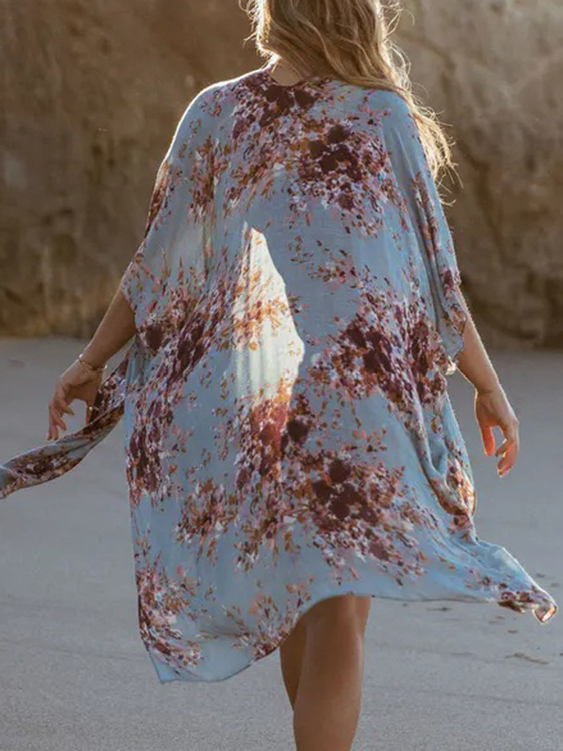 Swimsuit  Cover-Up Printed Open Front Cover-Up and Fashion Kimono