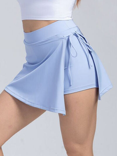 Tied High Waist Active Shorts Nylon and Spandex Tennis Skirt Sports Skirt