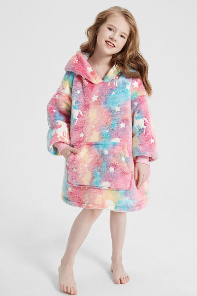 Luminous Pattern Oversize Long Sleeve Fuzzy Hoodie Kids Fashion and Gifts