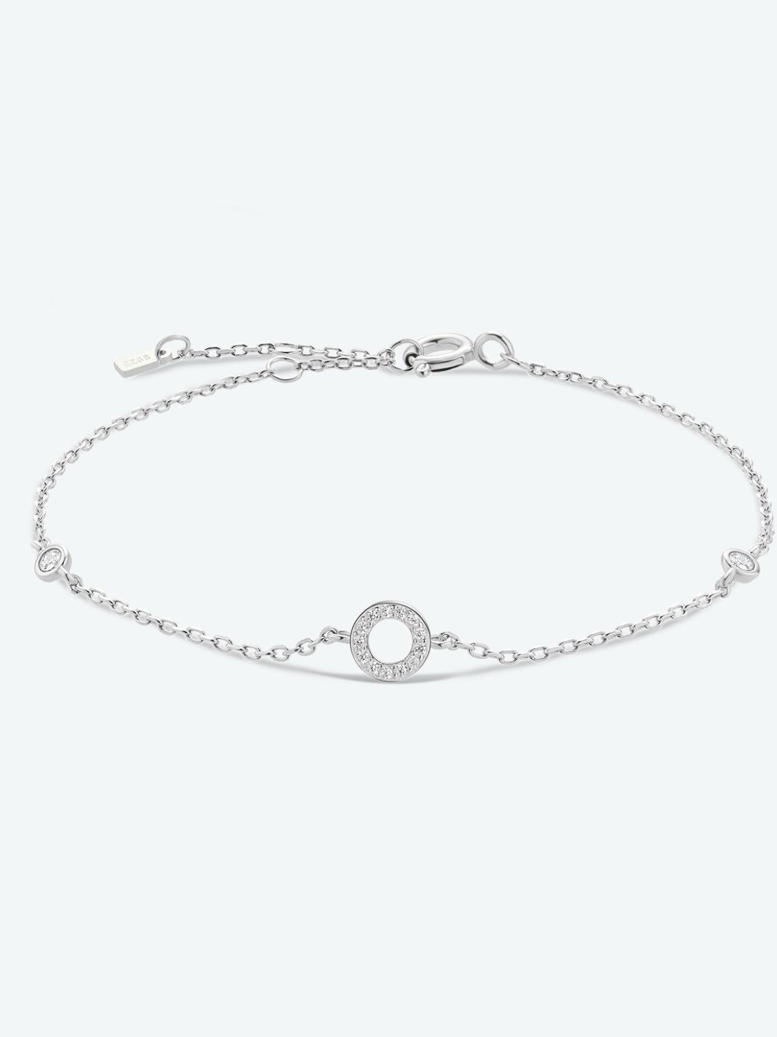 Letter Initial Bracelet, L To P Zircon 925 Sterling Silver Bracelet