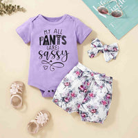 MY ALL PANTS ARE SASSY Graphic Bodysuit and Floral Shorts Set Baby Fashion and Gifts