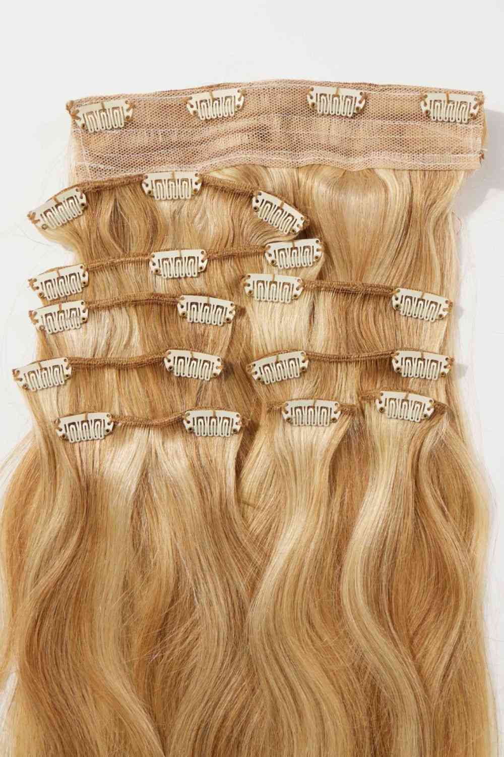 Hair Extensions Human Hair Straight Clip-in 18 Inches Long Hair Blonde