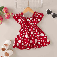 Printed Frill Trim Ruffle Hem Dress Baby Girl Fashion and clothing for babies