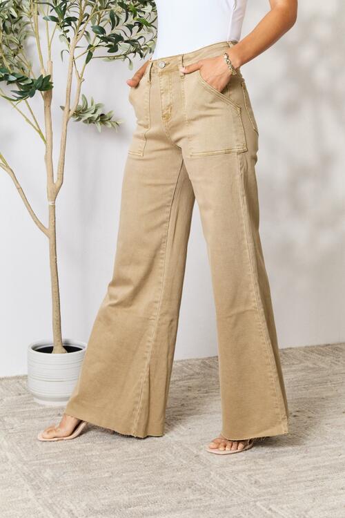 Wide Leg  Khaki Jeans Petite and Plus Size Fashion