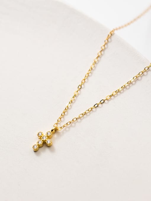 Tiny 18k Gold Plated Round Diamond CZ .925 Sterling Silver Necklace