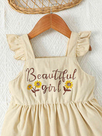 BEAUTIFUL GIRL Embroidered Graphic Square Neck Dress Baby's Fashion and Gifts