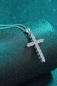 Cross Necklace, Moissanite  Large Cross, Adored 925 Sterling Silver Cross Moissanite Necklace