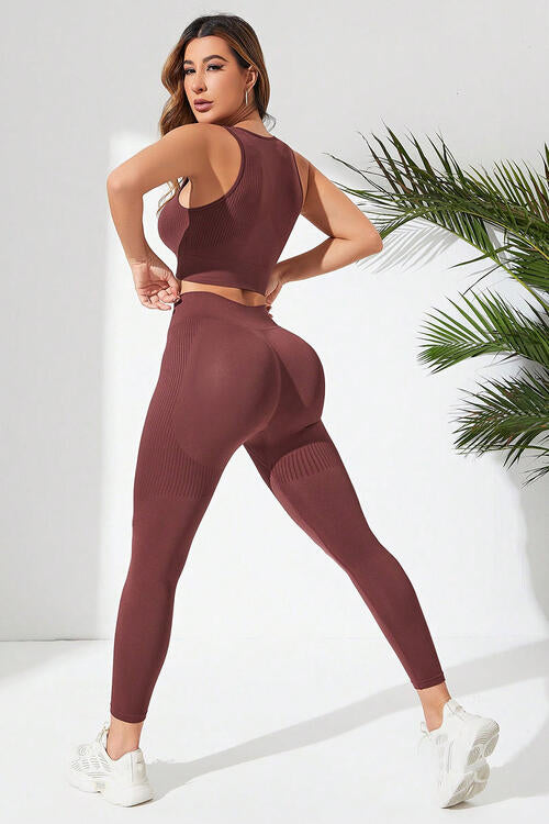 Ribbed Tank and Active Leggings Yoga Set