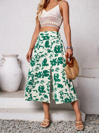 Printed Slit Printed Midi Skirt New Women's Fashion Long Flowy Skirt