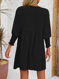 Round Neck Lantern Long Sleeve Casual Mini Dress