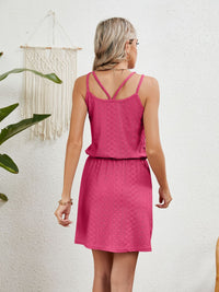 Casual Day Dress Eyelet Scoop Neck Sleeveless Short Dress