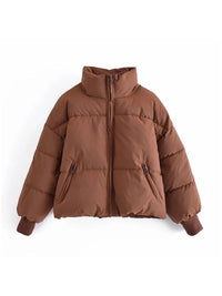 Women's Zip Up Puff Drawstring Winter Coat with Pockets Winter Fashion Outerwear