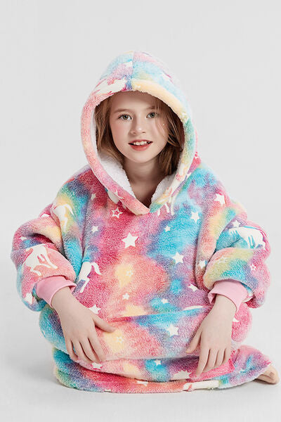 Luminous Pattern Oversize Long Sleeve Fuzzy Hoodie Kids Fashion and Gifts