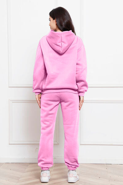 Drop Shoulder Long Sleeve Hoodie and Pants Set, 2 Piece Sweater and Pants Set